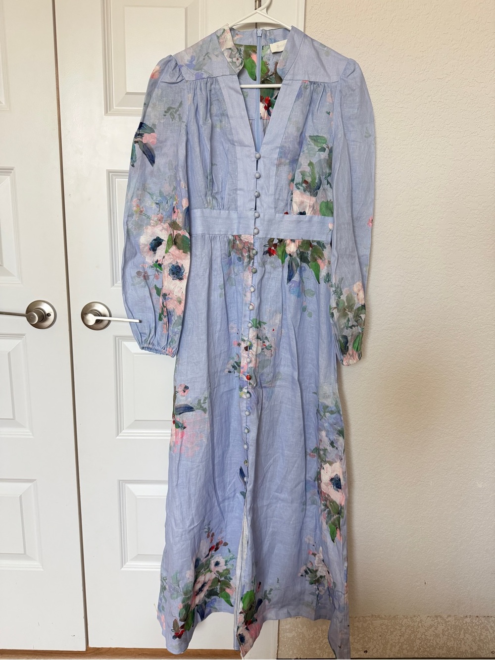 NWT Zimmermann Everley Light Blue Floral Button-Down Maxi Dress - Picture 3 of 13